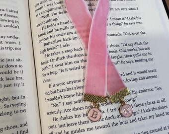 Velvet Bookmark with Alphabet Charm - Reader Gift, Bookworm Gift