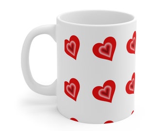 Heart Ceramic Mug 11oz; Coffee Lover's Gift
