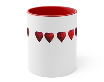 Vibrant Hearts Coffee Mug, 11oz; Coffee Lovers Mug