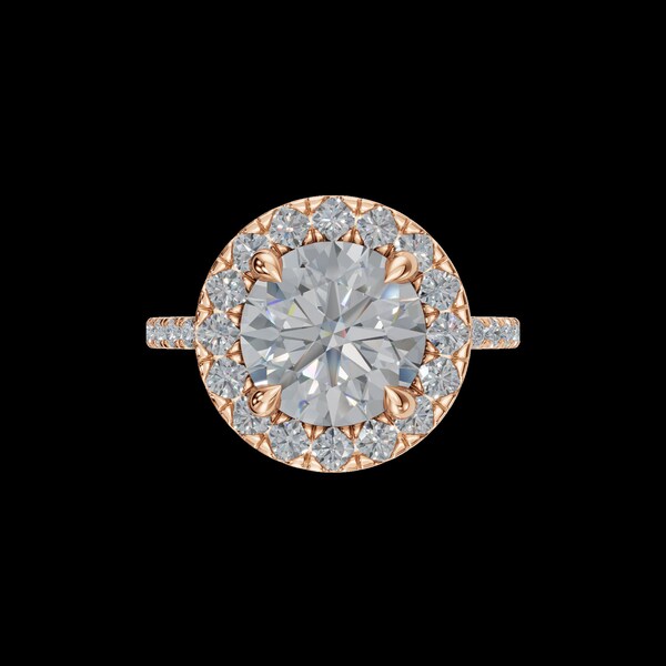 2 Carat Round  Lab Grown Diamond Ring, Half Eternity Ring, Elegant Promise ring, Delicate Engagement Ring, Halo Setting, 14k Diamond Ring