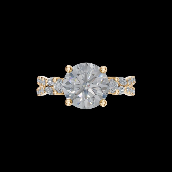 2 Carat Round Lab Grown Diamond Ring, 14k Diamond Ring, Half Eternity Ring, Elegant Promise ring, Halo Setting, Delicate Engagement Ring