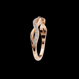 14k Gold Diamond Petite Twist Ring, Half Eternity Ring, Solid Gold And Natural Diamond, Delicate Wedding Ring, Diamond Ring, Bridal Jewelry image 3