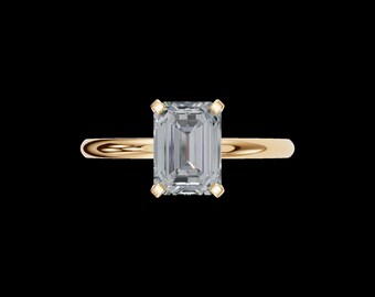 1ct Emerald Cut Lab Grown Diamond Ring, Solitaire Ring, Minimalist Classic Engagement Ring, 14k Solid Gold Ring, Dainty Promise Ring