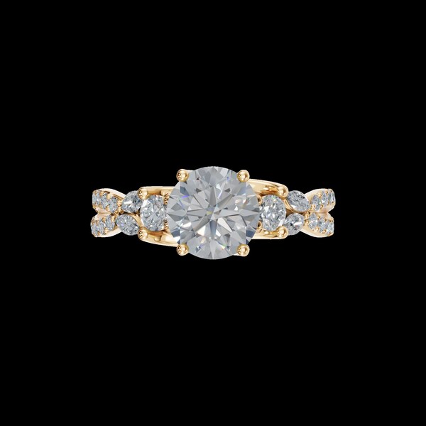 1 Carat Round Lab Grown Diamond Ring, 14k Diamond Ring, Half Eternity Ring, Elegant Promise ring, Halo Setting, Delicate Engagement Ring