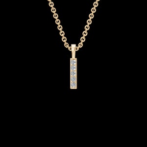 Vertical Diamond Bar Necklace, Dainty Diamond Bar Necklace,  Natural Diamond Necklace, Diamond Pendant