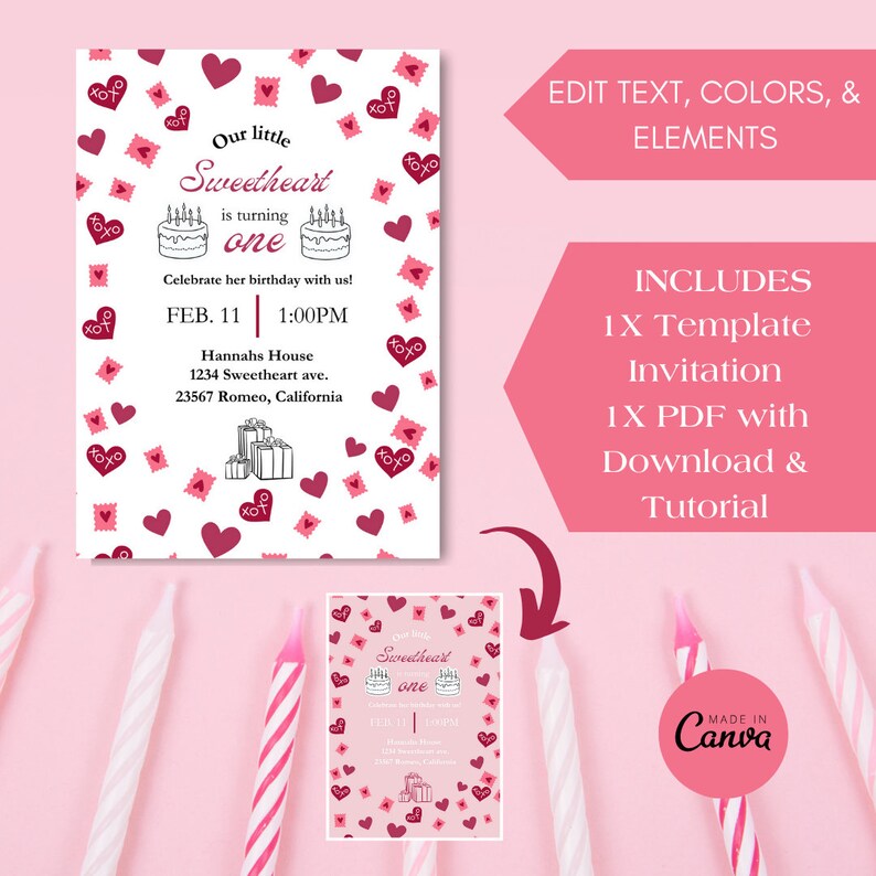 DIY Birthday Invitation Portrait Orientation Fully Editable Template ...