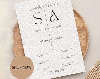 Personalisiertes Nikkah-Zertifikat | digital oder ausgedruckt | Islamische Eheurkunde |  Islamisches Nikkah Zertifikat