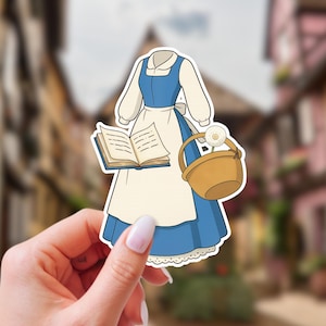 Belle’s Town Dress Sticker | Beauty and the Beast Waterproof Vinyl Stickers | Disney Inspired Stickers