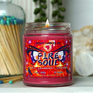 Fire Soul Candle | Pretty Guardians Mars Candle | Apple, Cranberry & Cinnamon 9 oz Vegan Candle