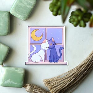 Luna and Artemis Window Sticker | Waterproof Vinyl Sticker | Anime Sticker | Sailor Moon Sticker | Sailor Moon Crystal Sticker