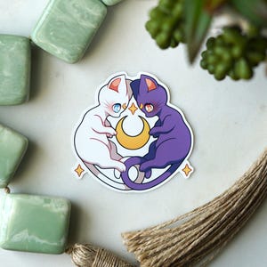 Luna and Artemis Sticker | Waterproof Vinyl Sticker | Anime Sticker | Sailor Moon Sticker | Sailor Moon Crystal Sticker