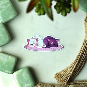 Luna and Artemis Sleeping Sticker | Waterproof Vinyl Sticker | Anime Sticker | Sailor Moon Sticker | Sailor Moon Crystal Sticker