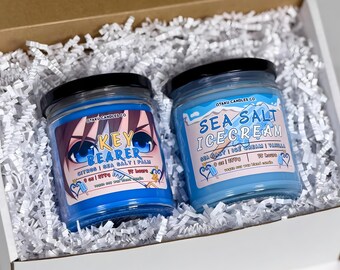 Gaming Candles Key Bearer and Sea Salt Ice Cream, Vegan Apricot Wax Candle, Gamer Gift, Otaku Candles