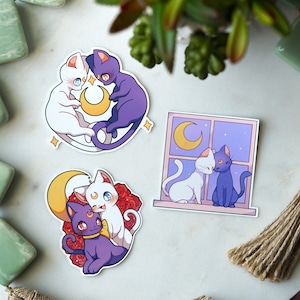 Luna and Artemis Sticker Bundle | Vinyl Stickers | Anime Sticker | Sailor Moon Stickers | Sailor Moon Crystal Stickers
