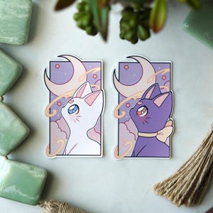 Luna & Artemis Looking at Moon Sticker Bundle | Waterproof Vinyl Sticker | Anime Sticker | Sailor Moon Sticker | Sailor Moon Crystal Sticker