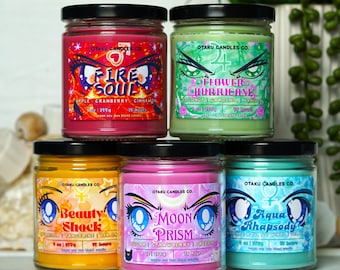Moon Prism and More Pretty Gaurdians Candles | Pretty Guardians Anime Candle Bundle | 9 oz Vegan Candles