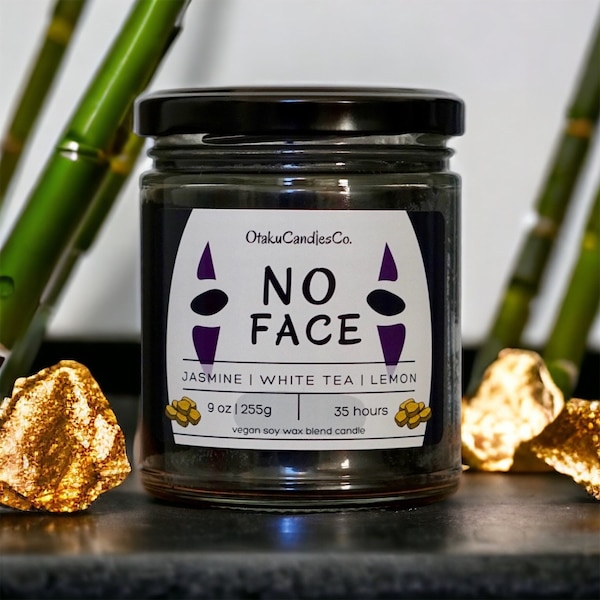 No Face Candle | Anime Candle | White Tea and Jasmine 9 oz Vegan Candle