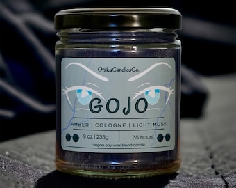 Gojo Candle | Anime Candle | Amber and Cologne 9 oz Vegan Candle