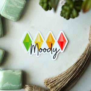 The Sims Inspired Plumbob Moody Sticker | Vinyl Sticker | The Sims Sticker | Gaming Stickers
