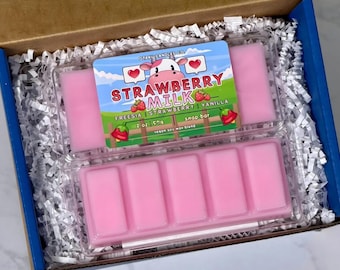 Barra de cera aromática Strawberry Milk - Inspirada en Harvest Moon / Cera aromática de fantasía / Cera aromática vegana / Regalos para gamers