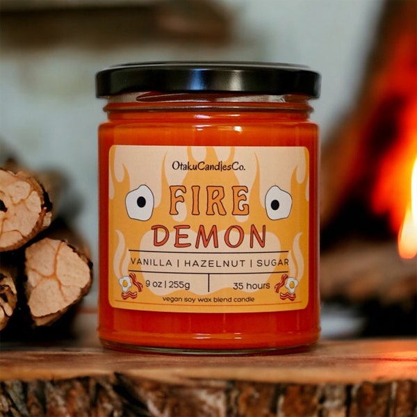 Fire Demon Candle | Howl's Castle Anime Candle | Vanilla Hazelnut 9 oz Vegan Candle