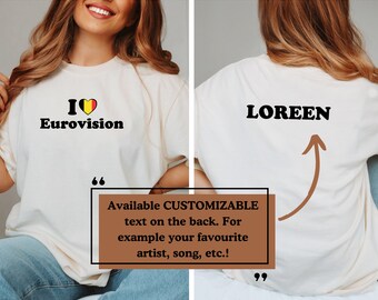 BELGIUM I Love Eurovision Tee I Heart Eurovision Song Contest Shirt Belgium Flag Unisex Soft Customizable Tshirt Gift Favorite Song Brussels