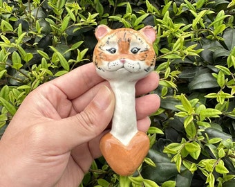 Pipe tigre en céramique, jolie pipe tigre, pipe unique faite main, pipe artistique pour femme, cadeau pour la fête des mères