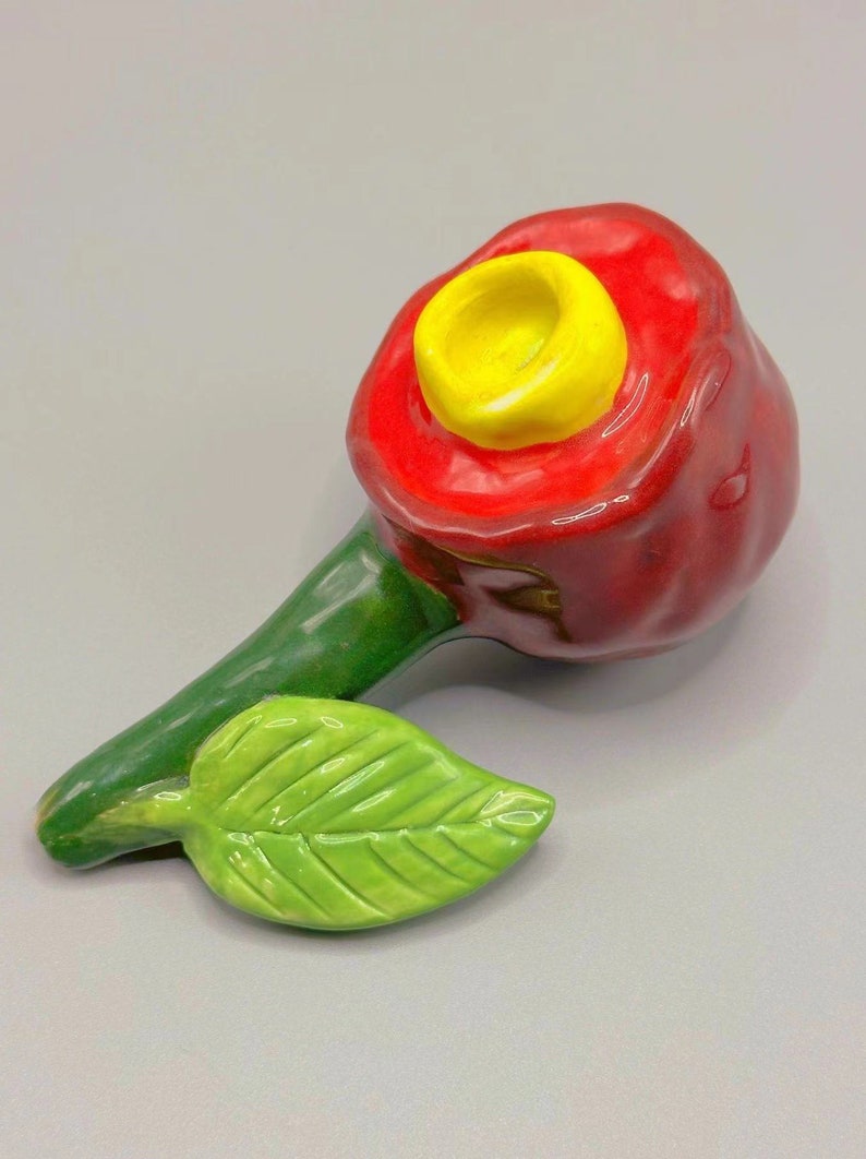 Cherry Ceramics Pipe, Cute Small Pipe,Fruit Pipe,Unique Gift,Gifts for Girls,Ceramic Gifts image 4