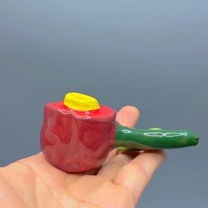 Cherry Ceramics Pipe, Cute Small Pipe,Fruit Pipe,Unique Gift,Gifts for Girls,Ceramic Gifts image 2