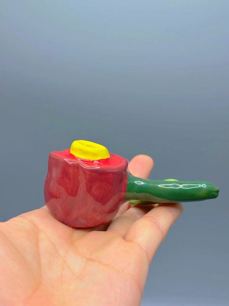 Cherry Ceramics Pipe, Cute Small Pipe,Fruit Pipe,Unique Gift,Gifts for Girls,Ceramic Gifts image 2