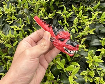 Pipe dragon rouge en céramique, pipe unique faite main, pipe artistique pour femme, cadeau de fête des mères, pipe d'horreur d'Halloween