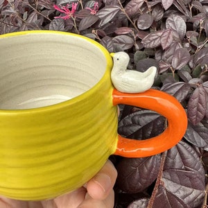 Handmade Yellow Duck Cute Ceramic Mug, Bird Coffee Cup, Duck Coffee Cup, Unique Gift, Housewarming, Birthday Gift, Mother's Day Gift image 6