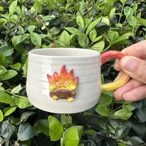 Handmade Flame Monster Cute Ceramic Mug, Flame Monster Coffee Cup, Home Decoration, Housewarming, Cute Tea Cup, Mother's Day Gift image 5