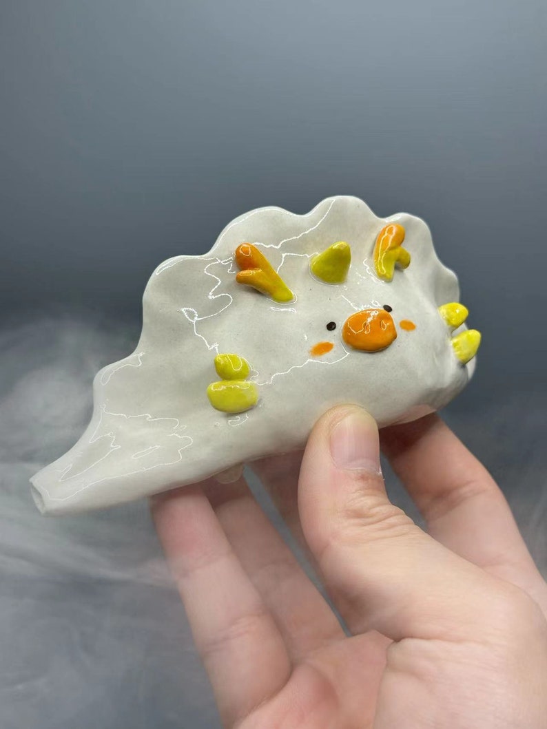 Dumpling ceramic pipe, Potsticker pipe, lovely dumpling, dumpling lover ceramic pipe, gift for girl, lovely gift, gift for her image 1