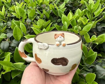 Mug en céramique chat personnalisé, cadeau d'anniversaire pour propriétaires d'animaux de compagnie, cadeau personnalisé fait main, tasse de chocolat chaud, cadeau fête des mères, cadeau fête des pères