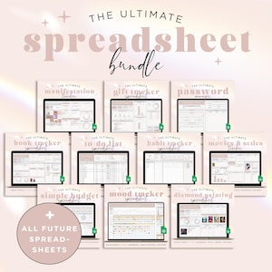 Paquete de plantillas de hojas de cálculo para Hojas de cálculo de Google / Todas las hojas de cálculo de la colección Beige, todas las futuras incorporaciones y actualizaciones incluidas BE1