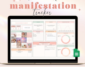 Manifestation Tracker Digital Manifesting Planner Daily Journal Affirmations Vision Board Gratitude Goal Log Habit Tracker Google Sheets PM1