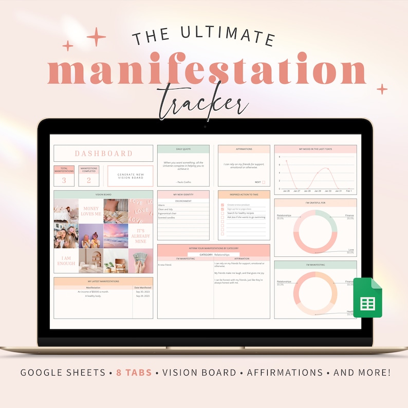 Manifestation Tracker Digital Manifesting Planner Daily Journal ...