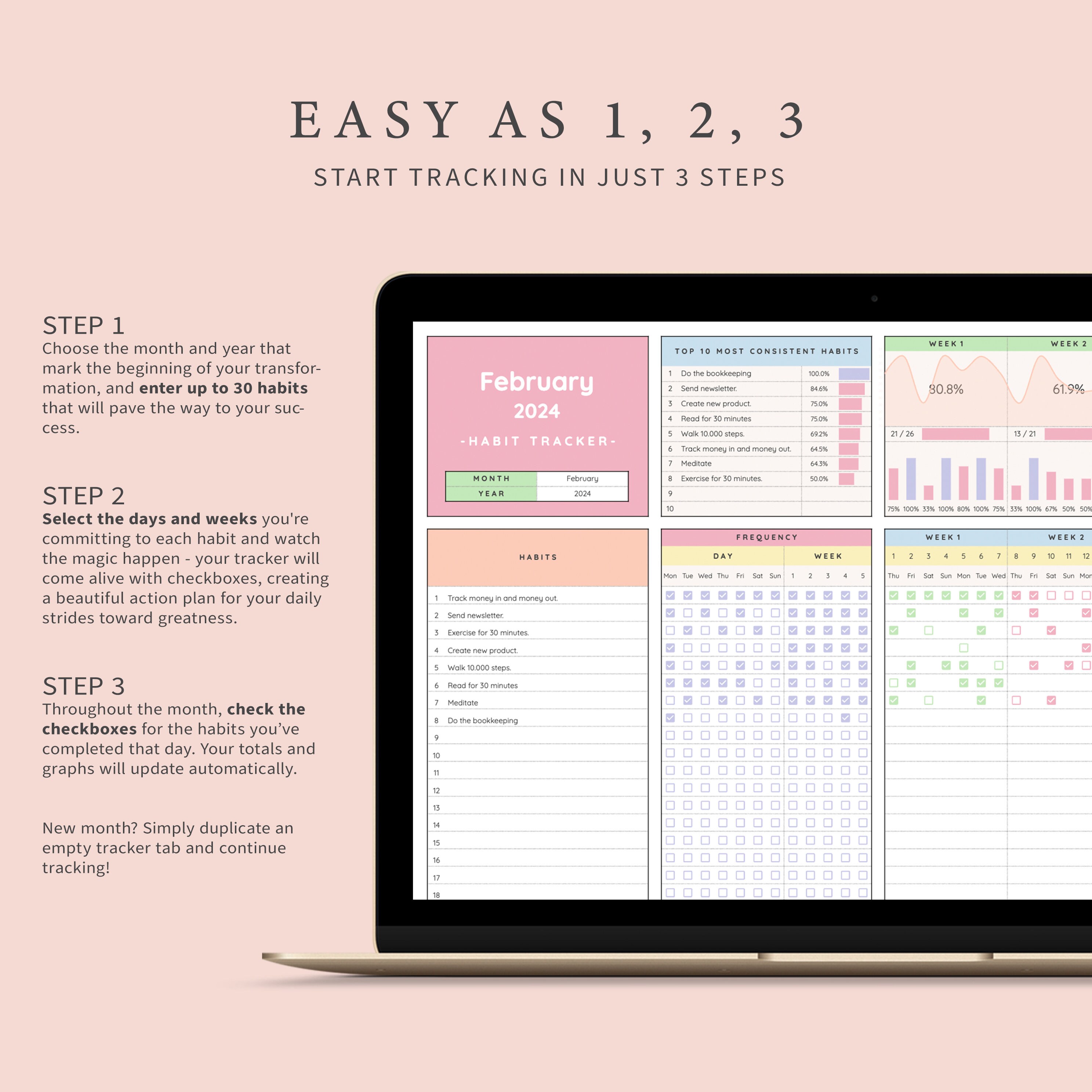 Rainbow Habit Tracker Spreadsheet Digital Goal Planner Productivity ...