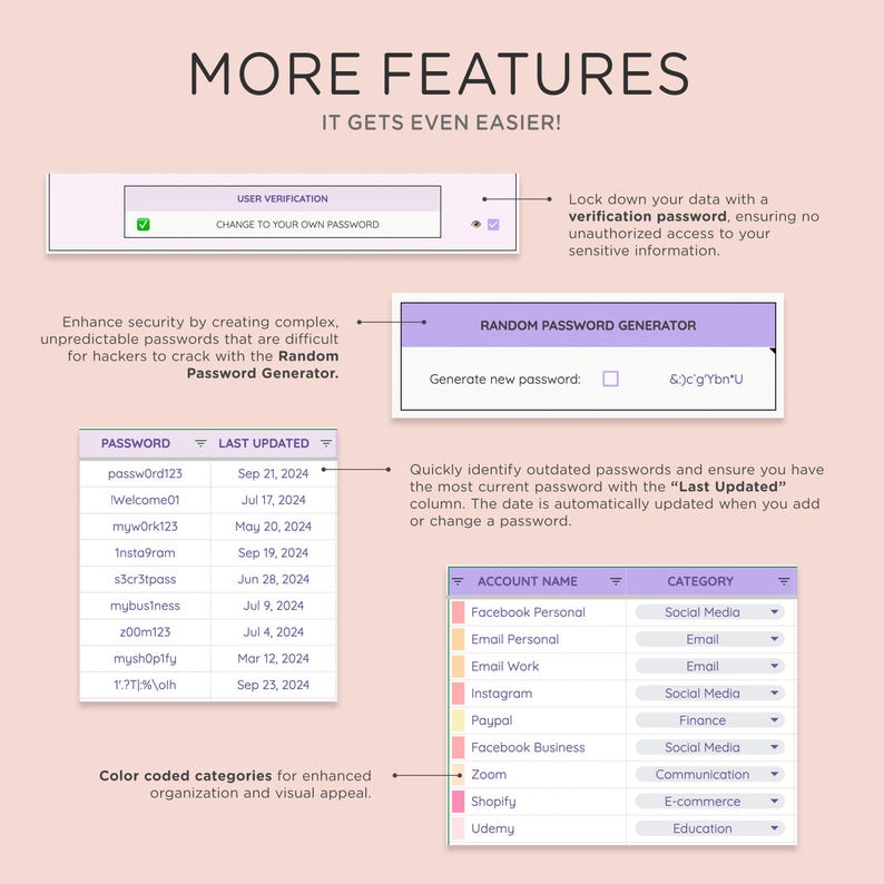 Password Tracker Spreadsheet | Student Password Manager, Digital ...