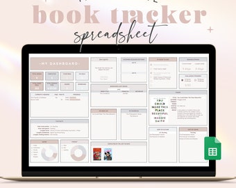 Book Tracker for Google Sheets Neutral Reading Tracker Book Collection Planner Reading Spreadsheet Book Lovers Gift Bookshelf Challenge BE1