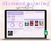 Diamond Painting Log Book Spreadsheet for Google Sheets | Diamond Painting Kit Collection Planner, Purple Diamond Painting Hobby Tracker PU1