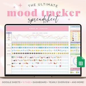 Mood Tracker for Google Sheets | Daily Mood Journal Spreadsheet, Emotions Log Book, Mental Health Tracker, Digital Journal, Mood Chart RB1