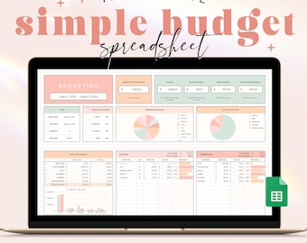 Budget Planner Google Sheets | Weekly Monthly Biweekly Budget, Paycheck Budget Tracker, Pastel Budgeting Expense Tracker Spreadsheet PM1