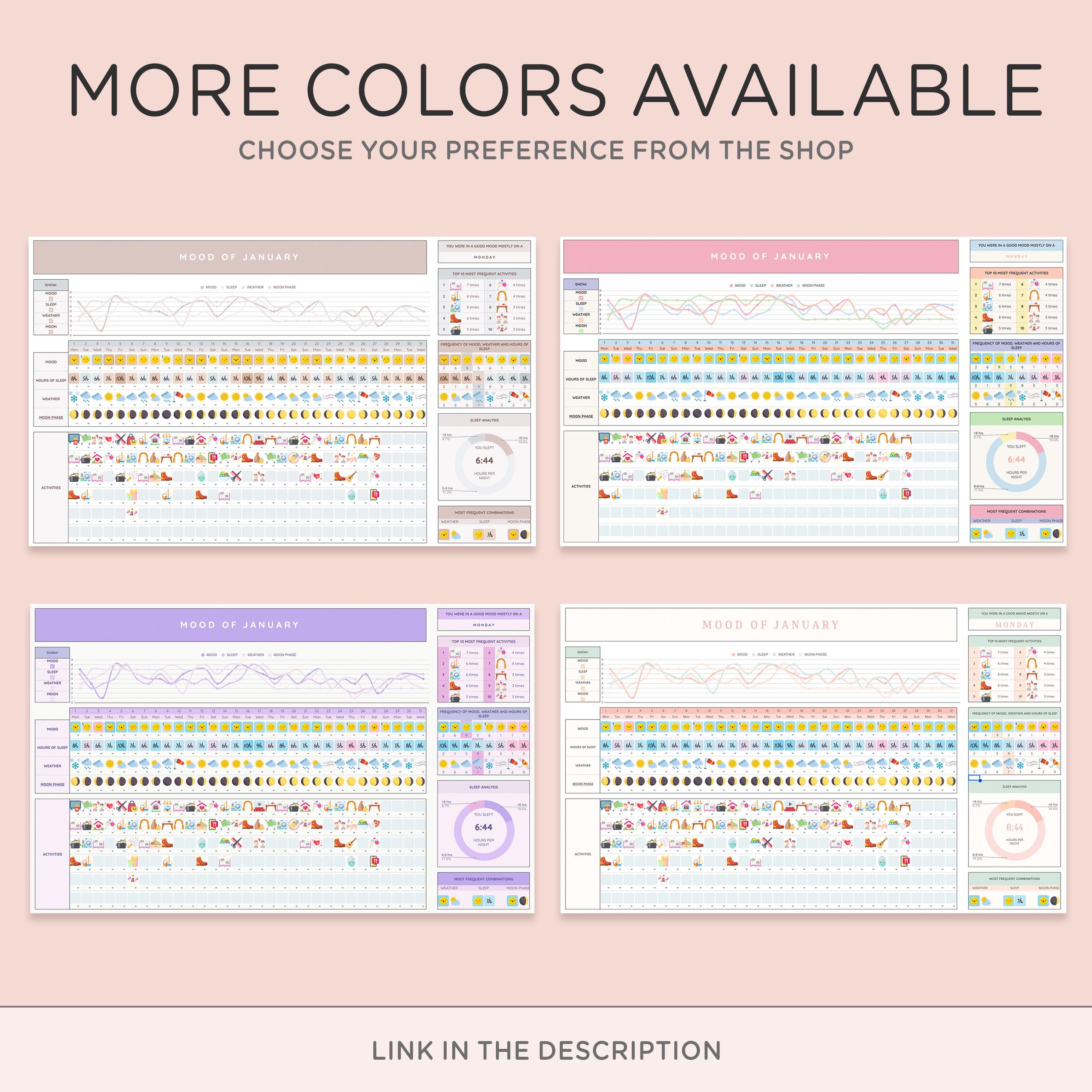 Mood Tracker Template Google Sheets | Daily Mood Journal, Purple ...