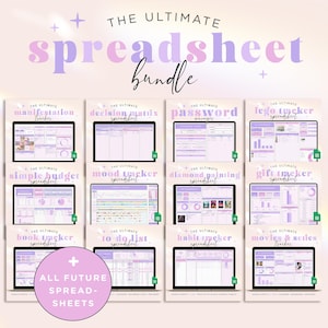 Spreadsheet Template Bundle for Google Sheets | All Spreadsheets from the Purple Collection, All Future Additions and Updates Included PU1