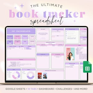 Book Tracker Spreadsheet for Google Sheets, Reading Journal Book Shelf Challenge Booktrovert Reading Tracker Purple Book Lover Gift Idea PU1
