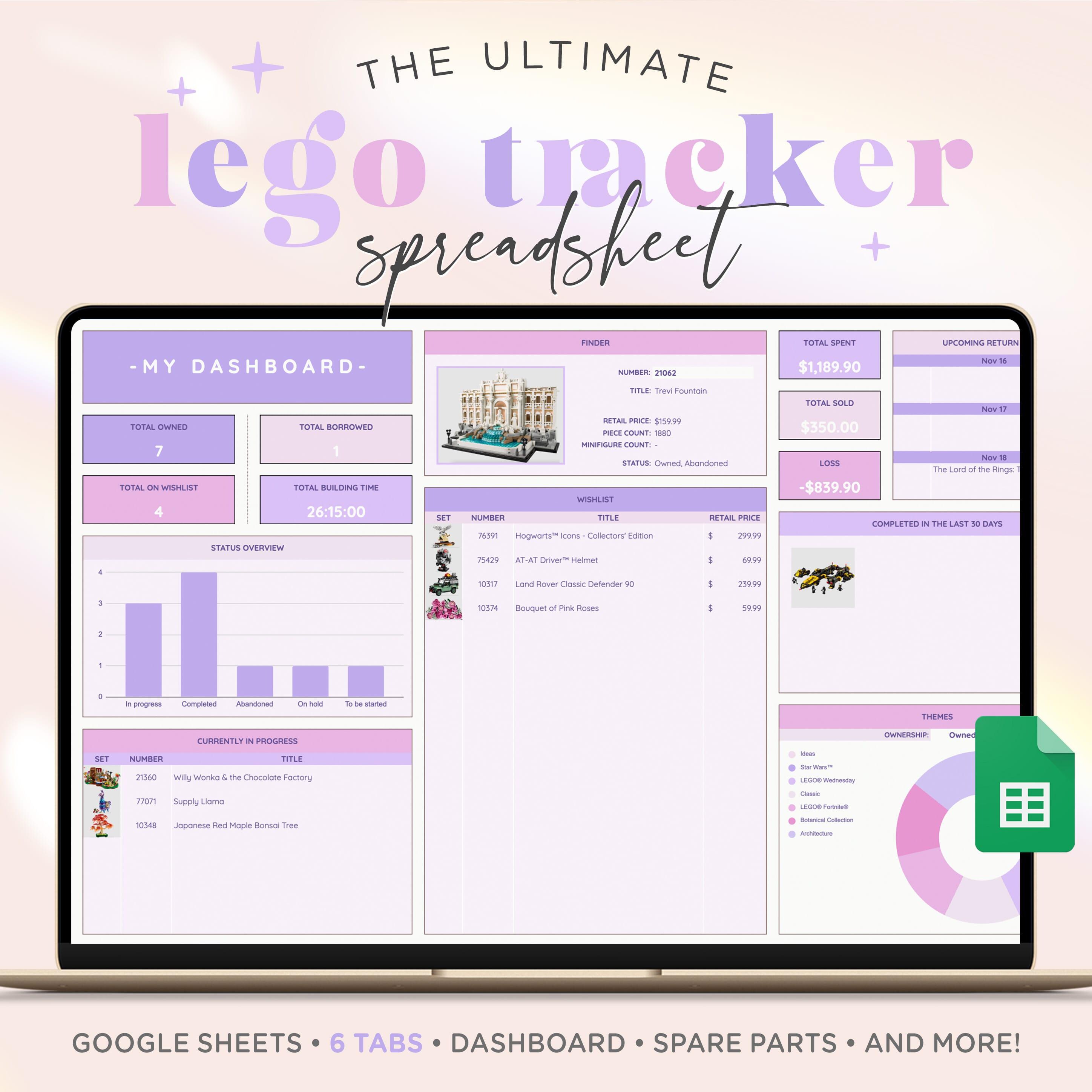 Lego Spreadsheet | Building Blocks Organizer, Google Sheets Building ...