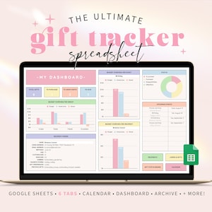 Gift Tracker Spreadsheet for Google Sheets | Events and Holiday Gift Log Book, Colorful Gift Planner, Gift Budget Planning Spreadsheet RB1