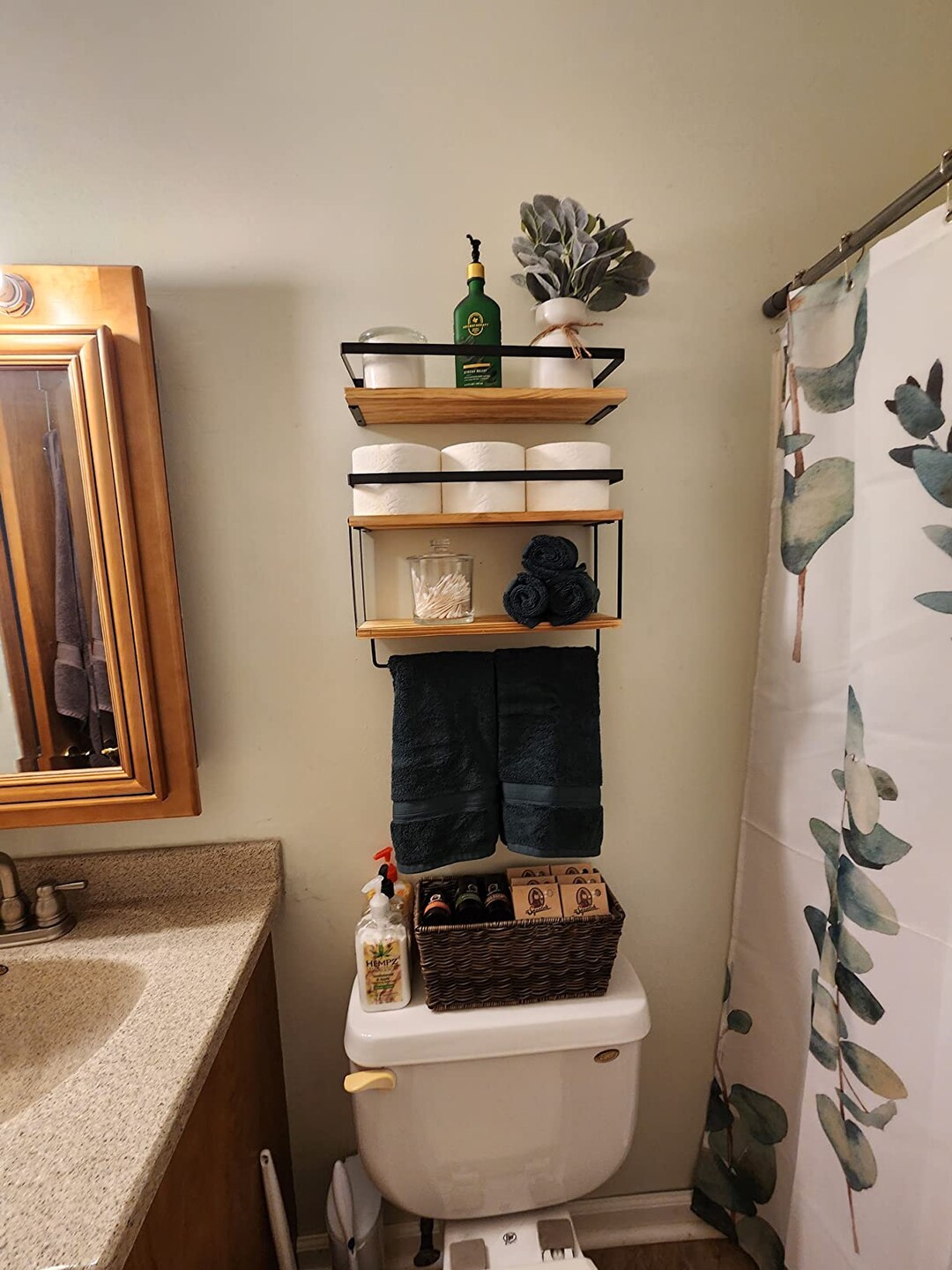 Set of 3 Wooden Bathroom Shelves Handmade Floating Shelves Wall Shelves ...